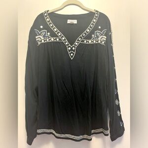 Velvet by Graham and Spencer Large long sleeve black blouse